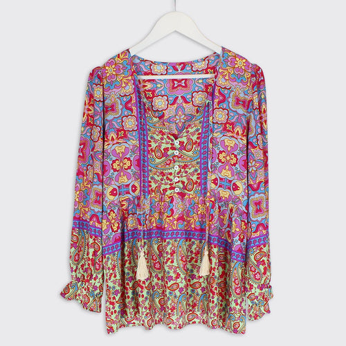 Fleur Red Purple Blouse - Forever England