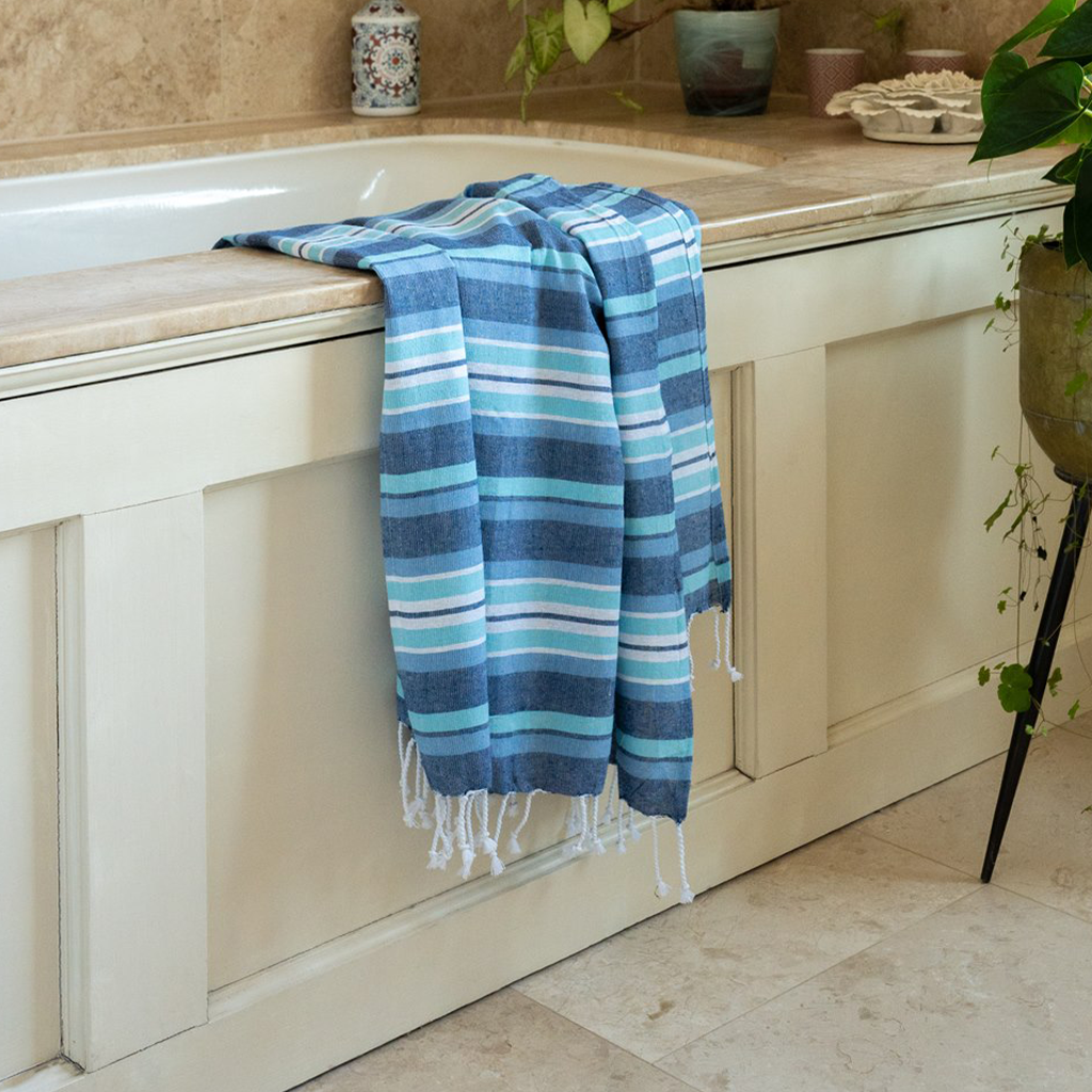 Hammam Towel Aqua Blue - Forever England
