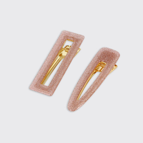 Glitter Set of 2 Hairclips- Pink - Forever England