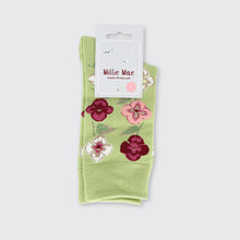 Load image into Gallery viewer, Green Pansy Sock
