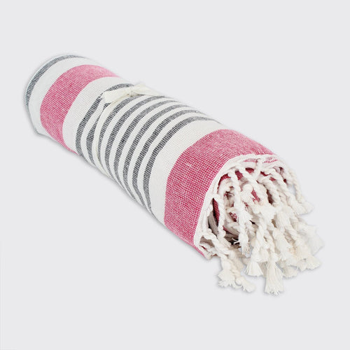 Hammam Terry Towel - Pink/Grey - Forever England