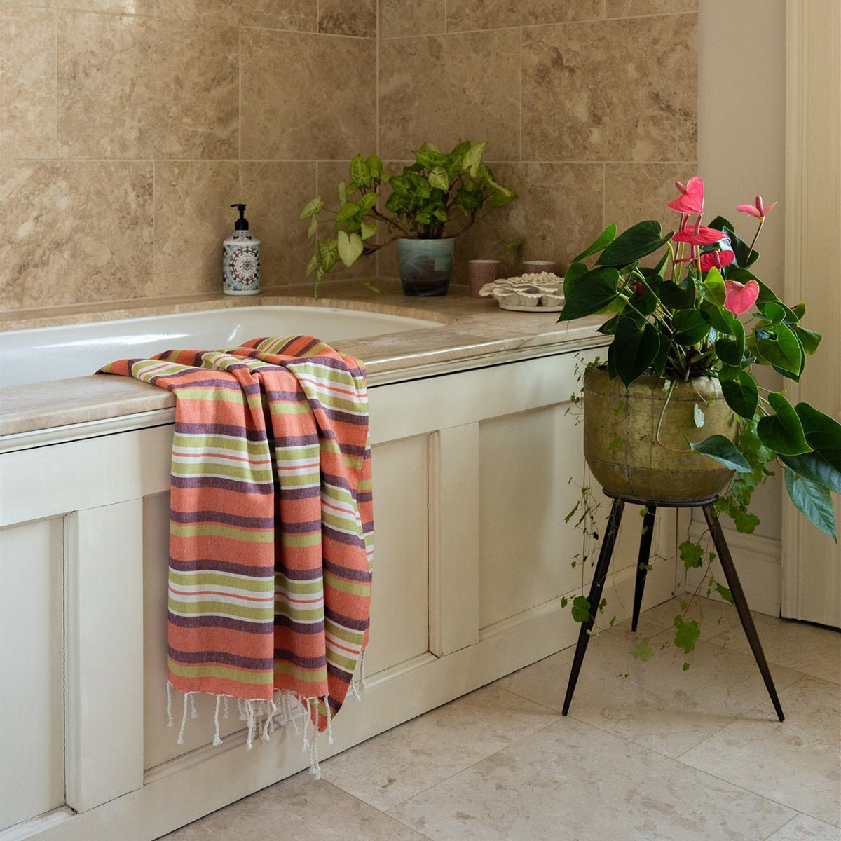 Hammam Towel - Orange/Green - Forever England