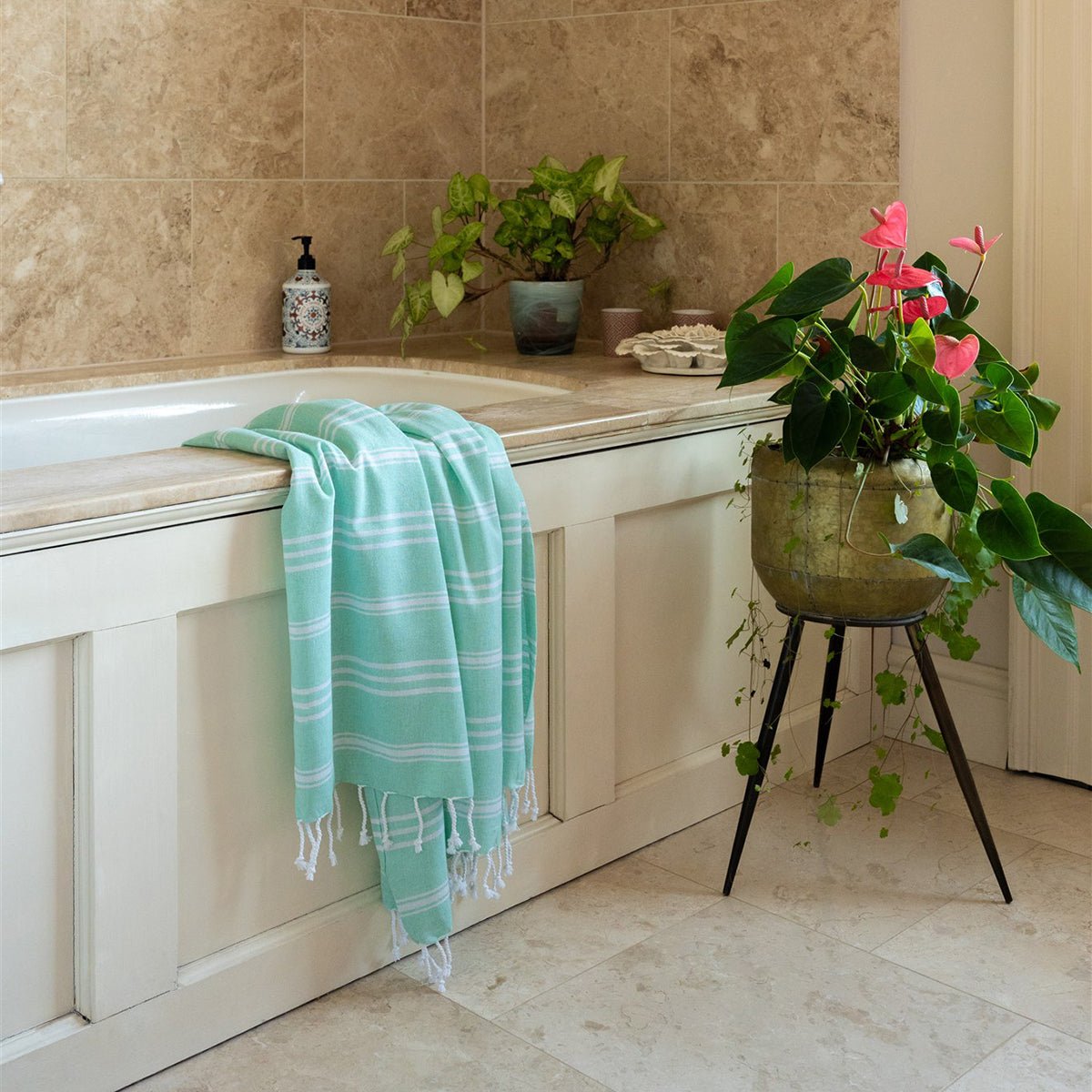 Hammam Towel/Throw - Water Green - Forever England