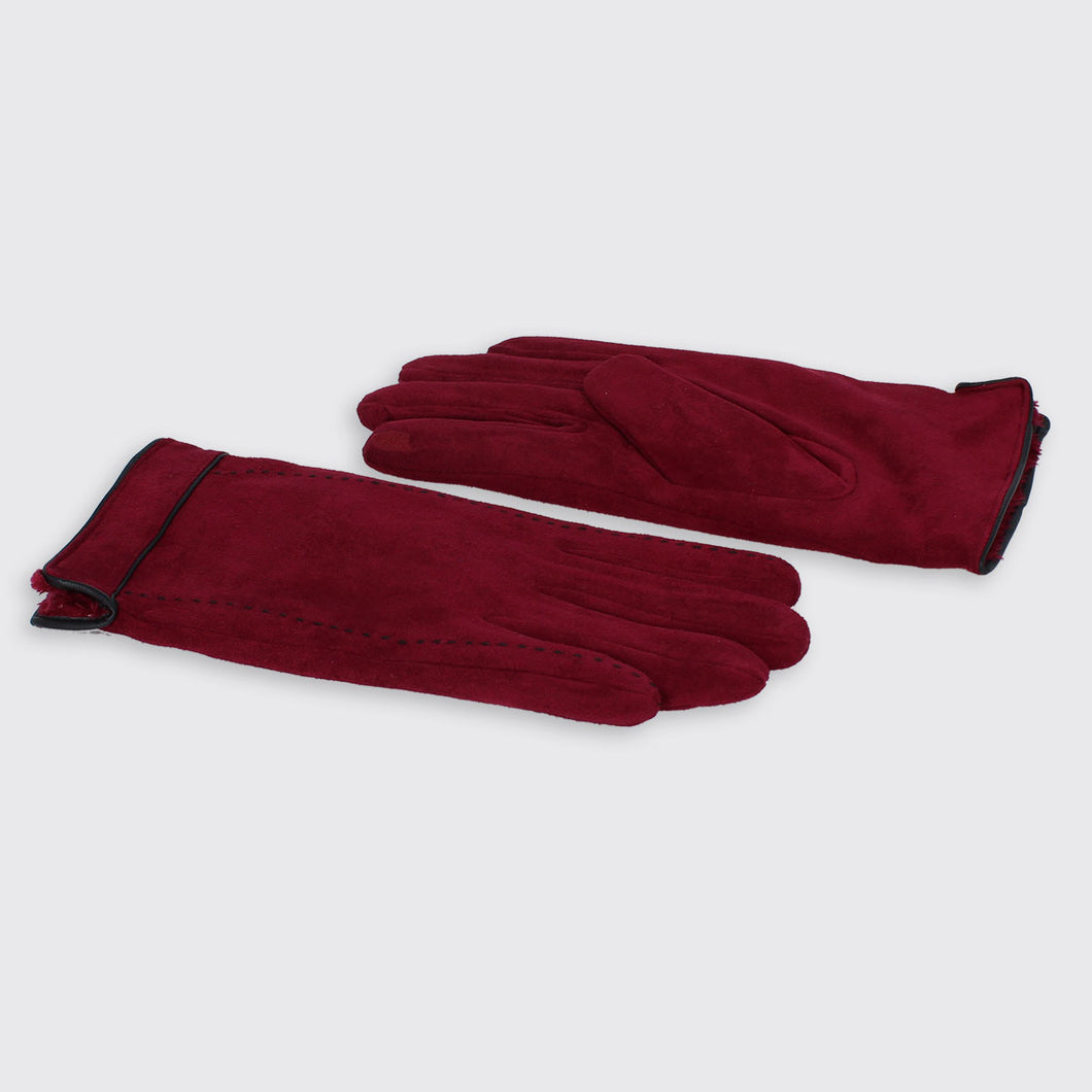 Hector Faux Suede Touch Screen Glove Burgundy