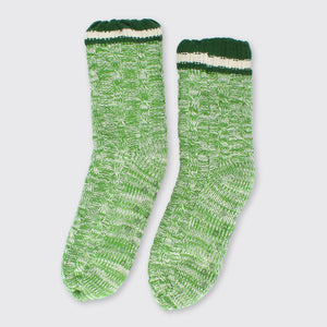 Hector Mens Cable Knit Slipper Socks- Moss Green