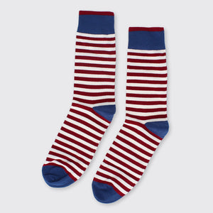 Hector Men's Stripe Socks- Royal Blue/Red