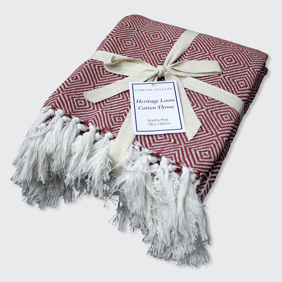 Heritage Loom Cotton Throw- Earthy Pink-130 x 160 cm - Forever England