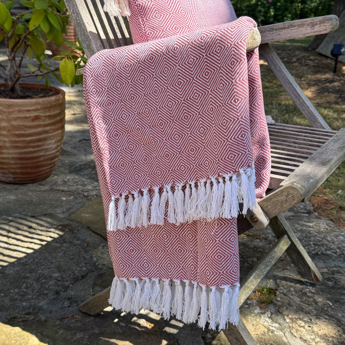 Heritage Loom Cotton Throw- Earthy Pink-130 x 160 cm - Forever England