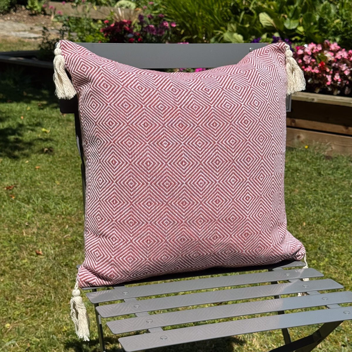 Heritage Loom Tassle Cushion Cover-Earthy Pink- 45 x 45 cm - Forever England