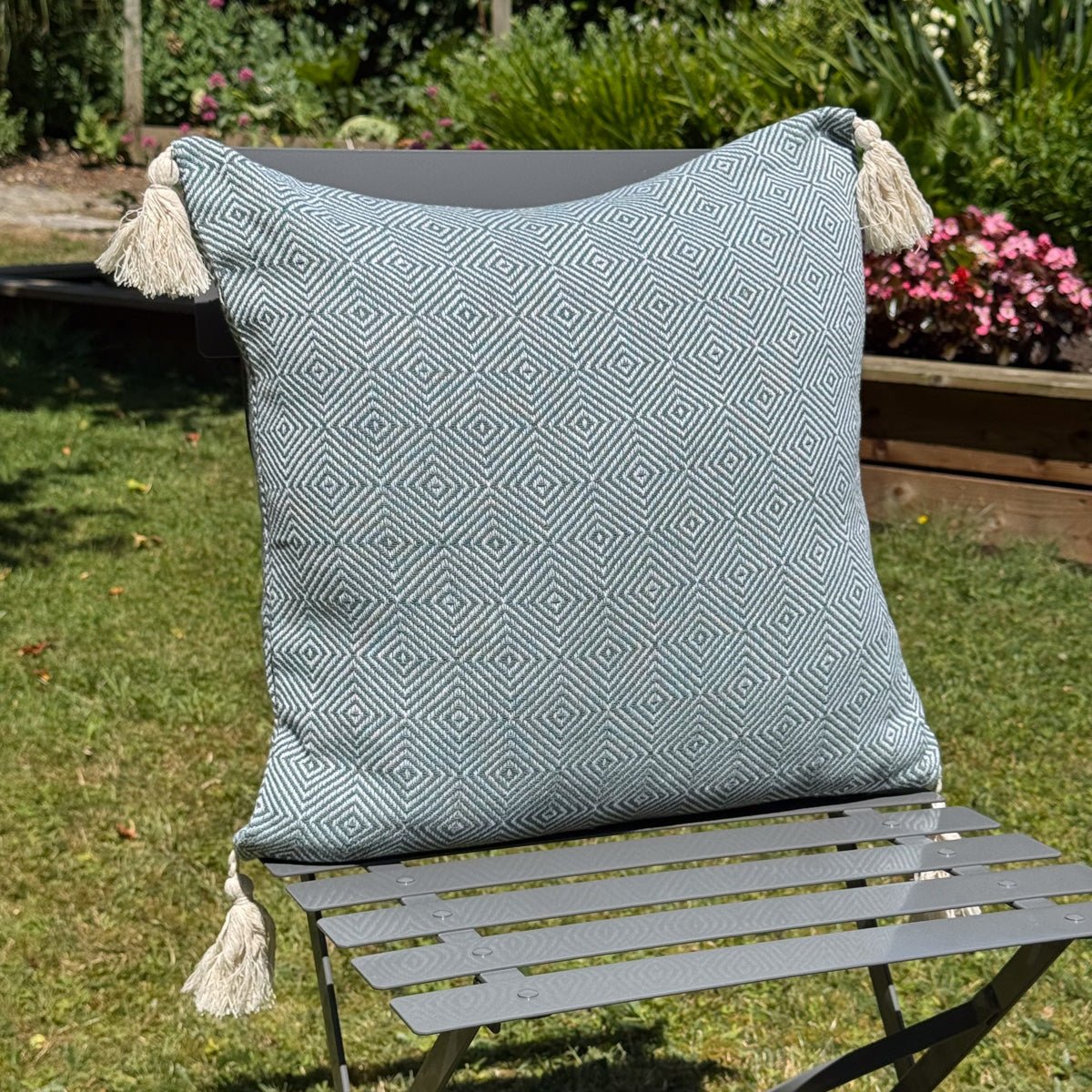 Heritage Loom Tassle Cushion Cover-Sage Green- 45 x 45 cm - Forever England