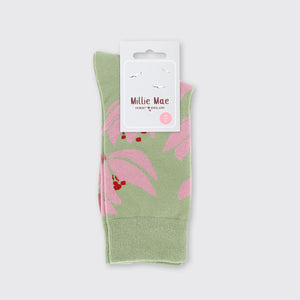 Hibiscus Sock Pink/Green