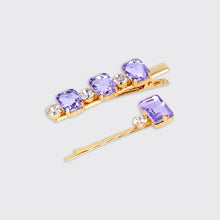 Load image into Gallery viewer, Jewelled Set of 2 Hairclips- Amethyst - Forever England