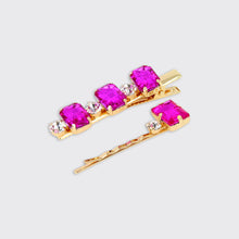 Load image into Gallery viewer, Jewelled Set of 2 Hairclips- Cerise Pink - Forever England