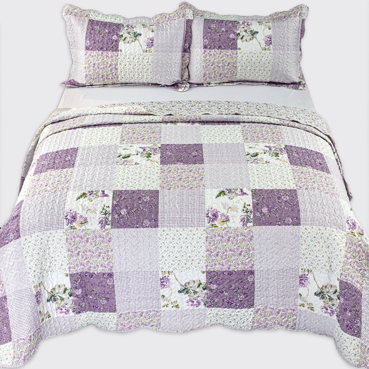 Melissa Lilac Patchwork Bedspread - Forever England