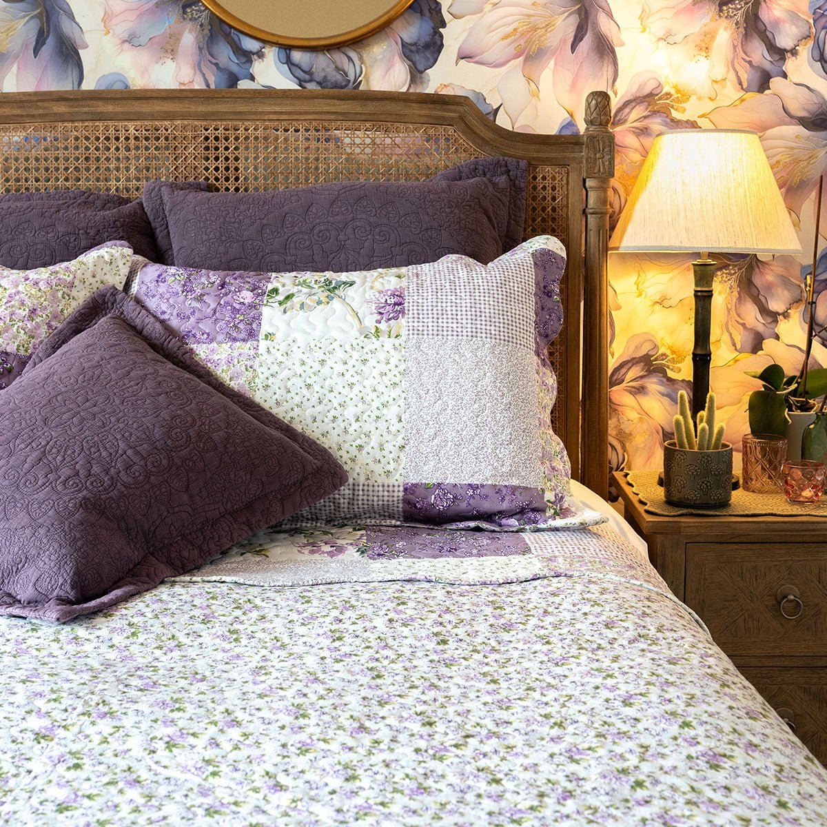 Melissa Lilac Patchwork Bedspread - Forever England