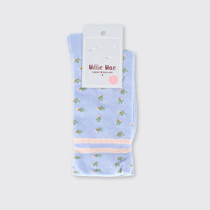 Mini Floral Socks Powder Blue