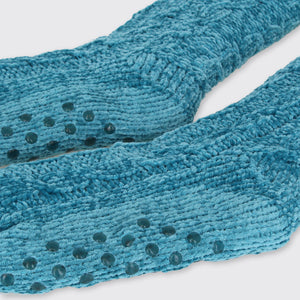 Molly Chenille Slipper Socks - Azure Blue