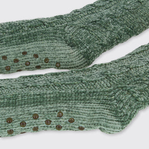 Molly Chenille Slipper Socks - Forest Green