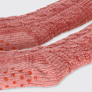 Molly Chenille Slipper Socks - Salmon Pink