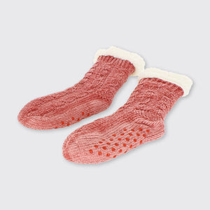 Molly Chenille Slipper Socks - Salmon Pink