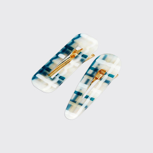 Serenity Set of 2 Hairclips- Blue - Forever England