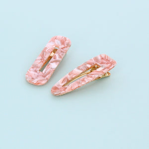 Set of 2 Milky Marble Hair clips- Pink