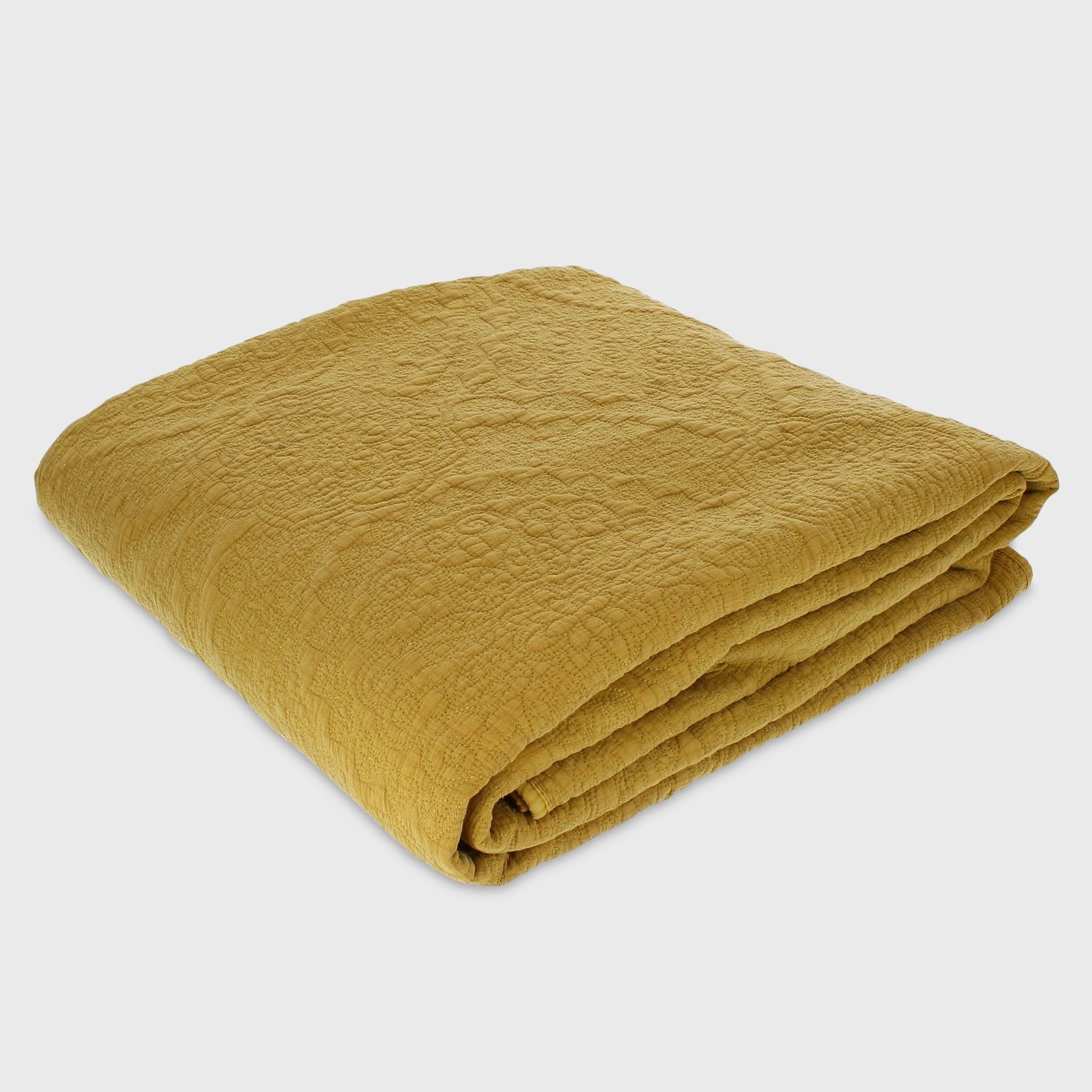 Stonewash Cotton Mustard Bedspread - Forever England