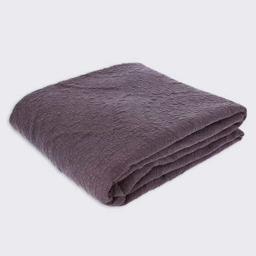 Stonewash Cotton Plum Bedspread - Forever England