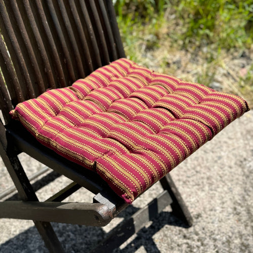 Striped Cotton Seat Pad - Orange/Green - Forever England