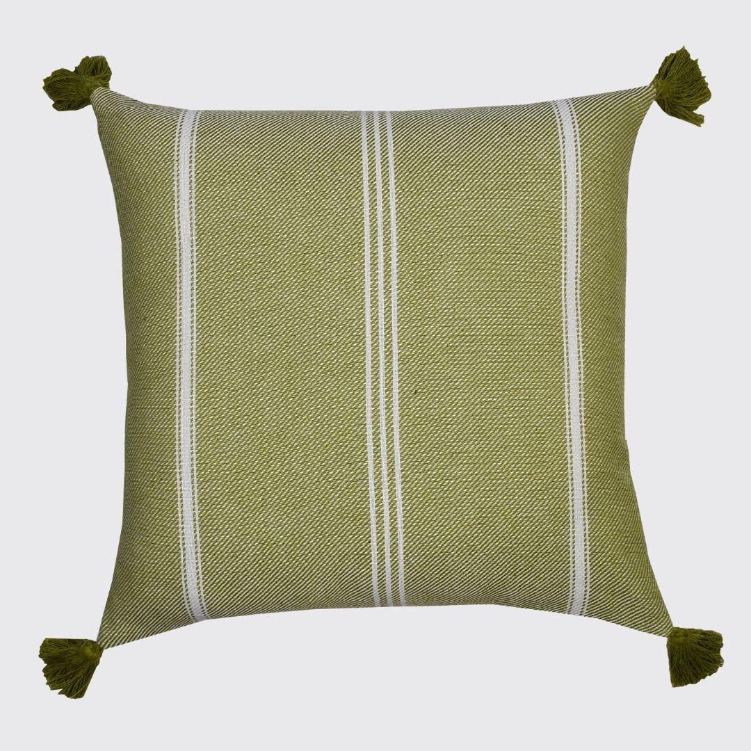 Striped Cushion Cover with Tassels - Pistachio - Forever England
