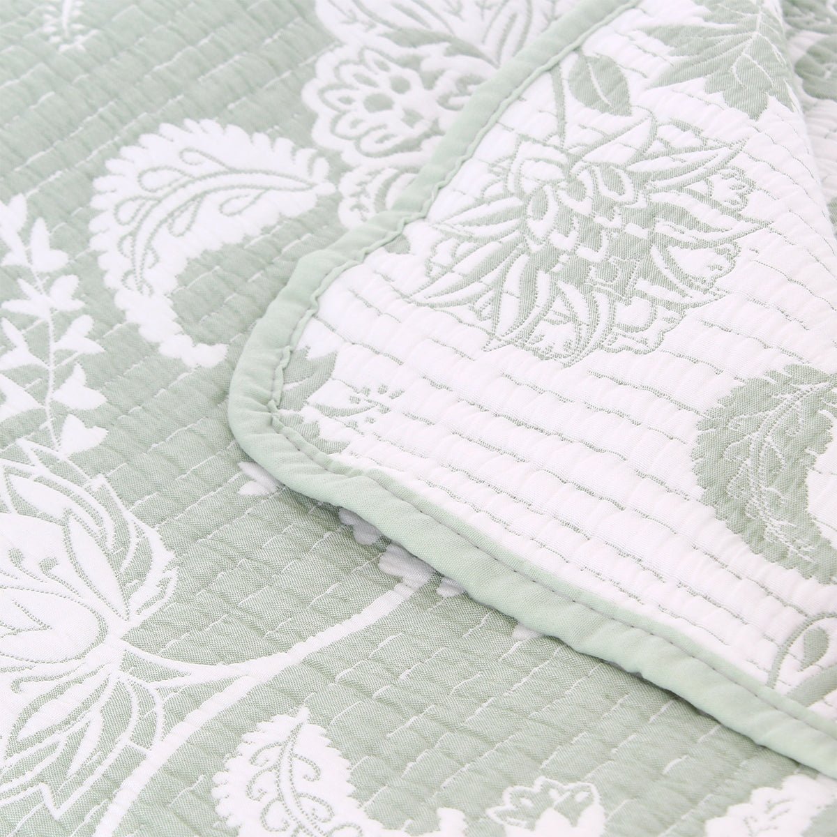 Willow Green Jacquard Bedspread - Forever England