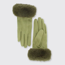 Load image into Gallery viewer, Ava Gloves with Fur Edge- Green - Forever England