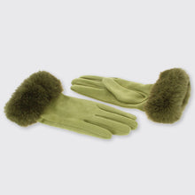 Load image into Gallery viewer, Ava Gloves with Fur Edge- Green - Forever England