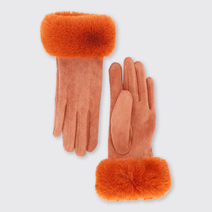 Carla Gloves with Fur Edge- Burnt Orange - Forever England
