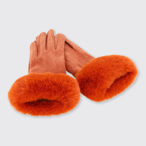 Carla Gloves with Fur Edge- Burnt Orange - Forever England