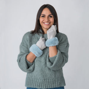 Carole Gloves with Fur Edge Blue / Grey - Forever England
