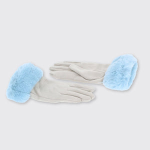 Carole Gloves with Fur Edge Blue / Grey - Forever England