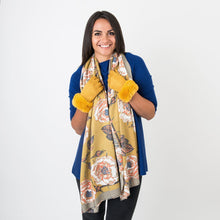 Load image into Gallery viewer, Carrie Ochre Large Rose Ladies Wrap - Forever England