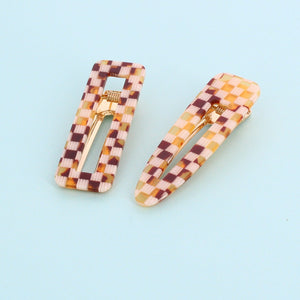 Checked Set of 2 Hair Clips - Forever England
