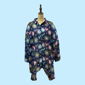 Chloe Button Shirt- Navy- L (Large) - Forever England