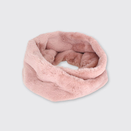 Chunky Faux Fur Snood Dusky Pink - Forever England
