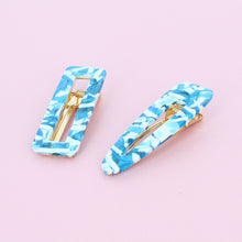 Load image into Gallery viewer, Set of 2 Mosaic Hair Clips Blue