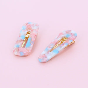 Set of 2 Multi Onyx Hair Clips Pink