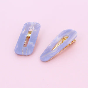Set of 2 Multi Onyx Hair Clips Lilac