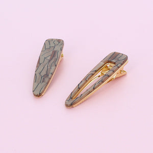 Set of 2 Abalone Hair Clips Taupe