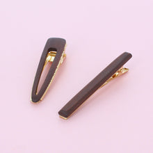 Load image into Gallery viewer, Set of 2 Thin Wood Hair Clips Brown