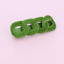 Load image into Gallery viewer, Velvet Chain Hair Clip Green