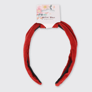 Cord Knotted Headband Red - Forever England