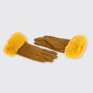 Daphne Gloves with Fur Edge Ochre - Forever England