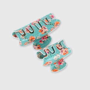 Dotty Floral Medium Claw Clip- Turquoise - Forever England
